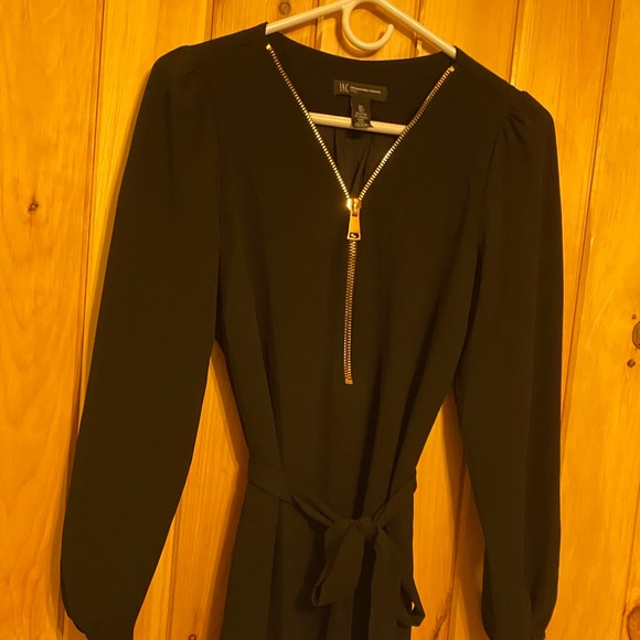 INC International Concepts Women’s Black Long-Sleeve Tunic Dress w/ Gold Zipper - Picture 3 of 8